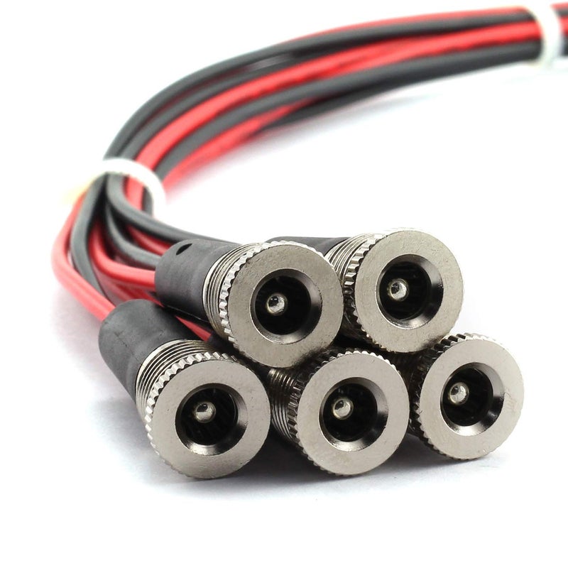 Tegg 5pcs DC-099A DC Female Panel Mount Charging Wire Threaded Socket Jact Connector with Dustproof Plug IP67 68 Water-Proof Large Current Power Adapter 5.5x2.5mm - Image 1